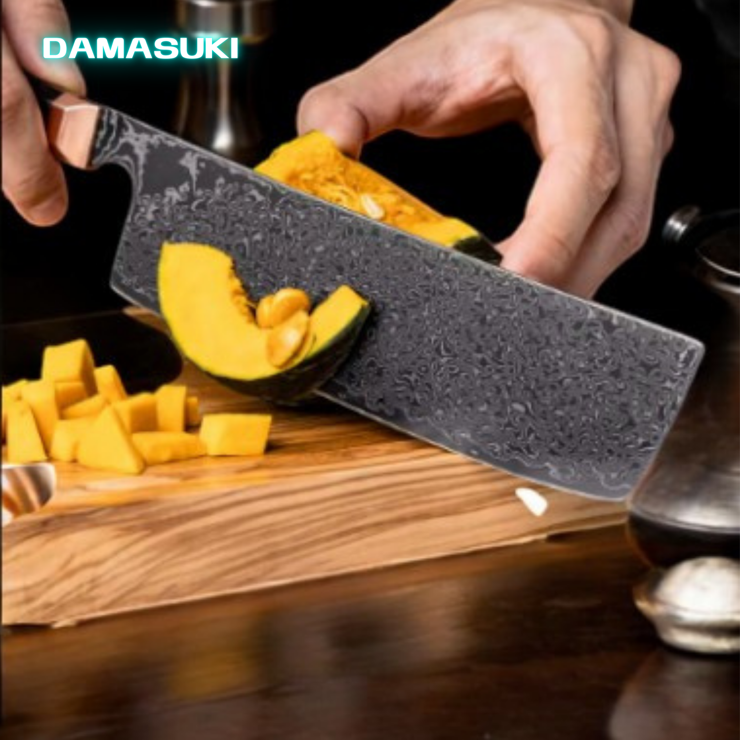 Couteau de cuisine Nakiri 170mm acier damassé 67 couches - Noir