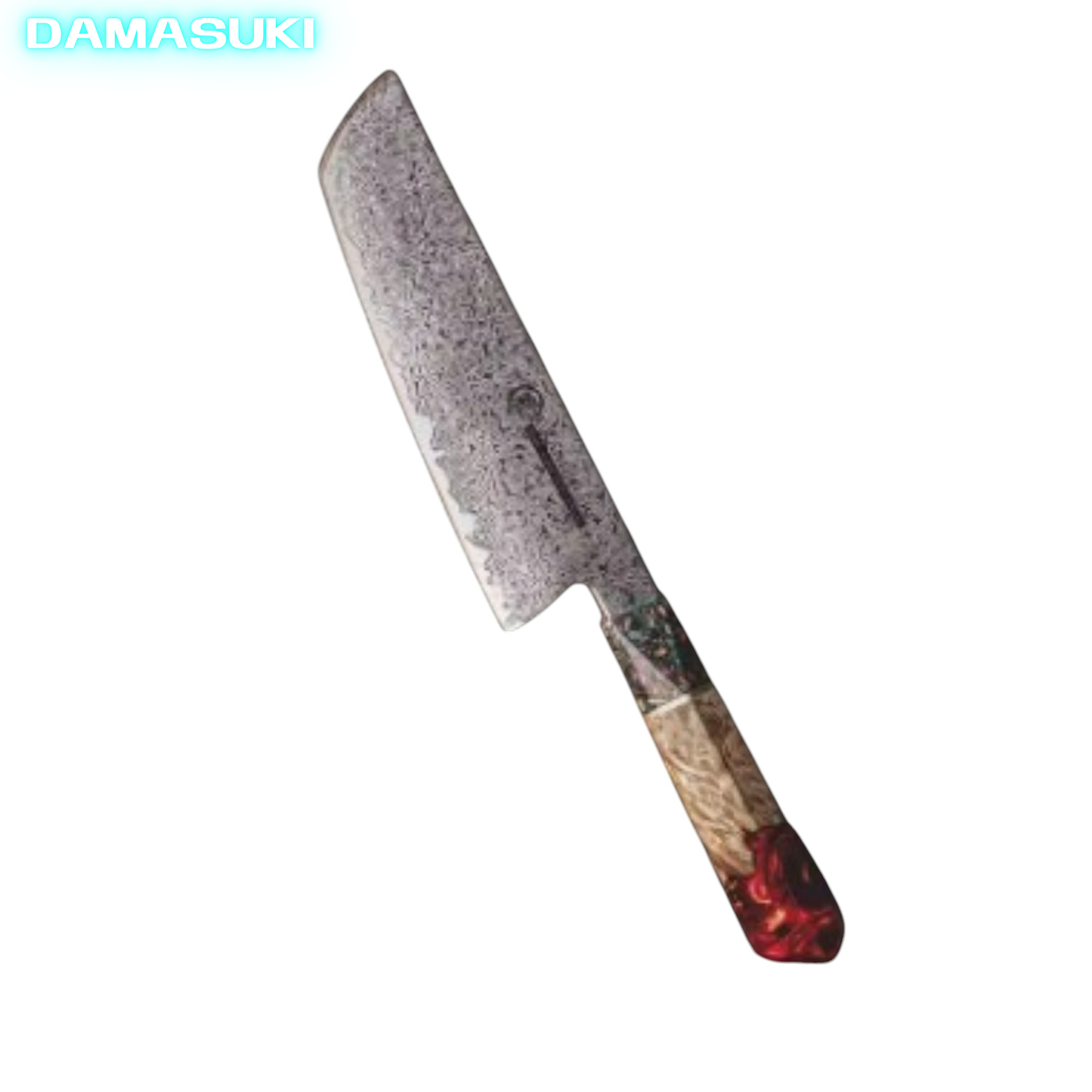 Couteau de cuisine Nakiri 180mm acier damassé 67 couches - Rouge