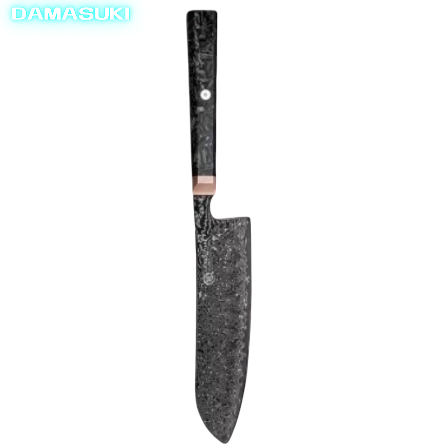 Couteau de cuisine Santoku 173mm acier damassé 67 couches - Noir